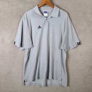 Vintage Adidas Shirt Mens 2XL Gray Polo Y2K‎ Golf Rugby Cotton 2000 Short Sleeve